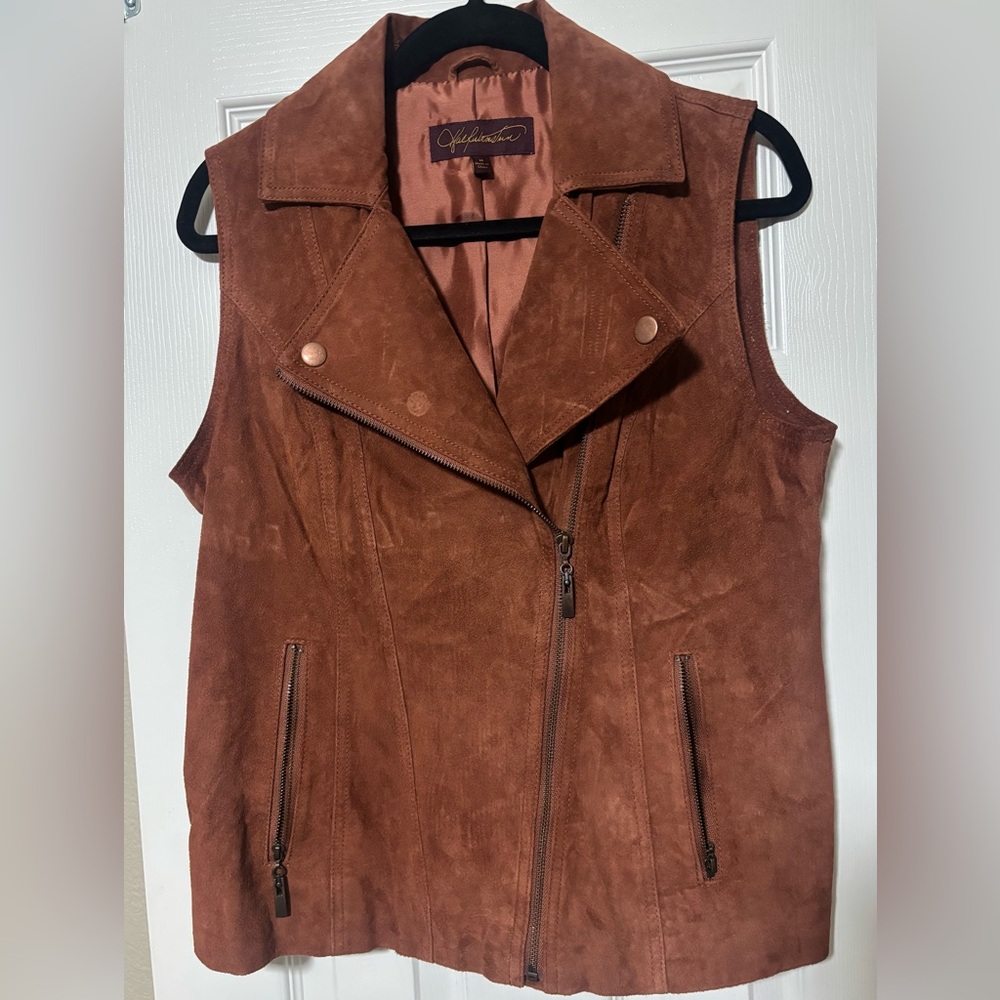 Brown Suede Moto Vest